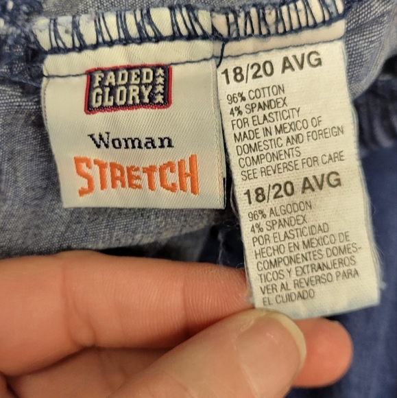 Faded Glory Blue Denim 28" Inseam 18/20 Average Stretch Elastic 32" Waist - Picture 5 of 5